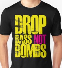 Drop Bass Not Bombs (Yellow) Unisex T-Shirt