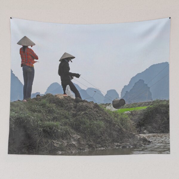 Item preview, Farmers Irrigating Rice Fields, Rural Landscape, Vietnam designed and sold by worldways.