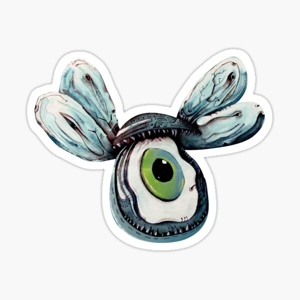 Flying Mussel With Evil Eye Bead Sticker