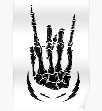 Bone hand skeleton rock sign Poster