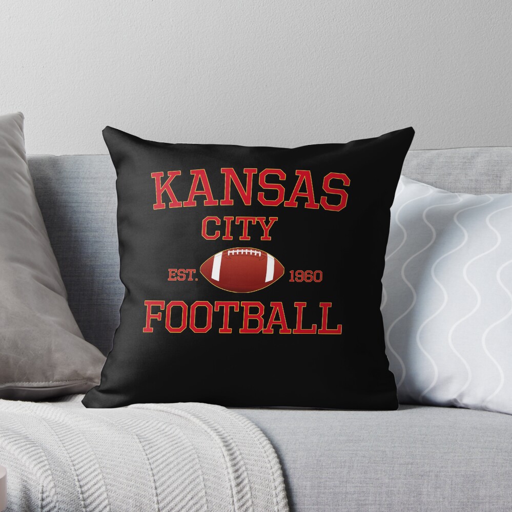 KC Kansas City Originals Vintage Sports Fan Red & Yellow Kc Football Throw Pillow