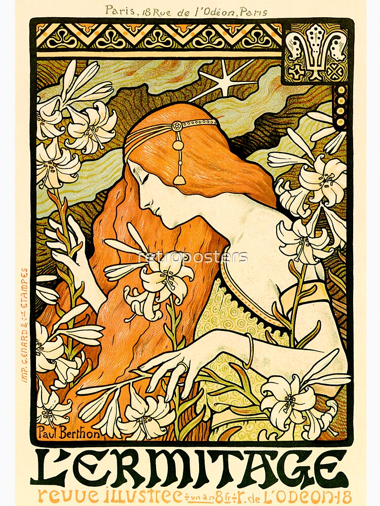 "Revue L 'ERMITAGE by Paul Berthon 1897 French Artist Art Nouveau