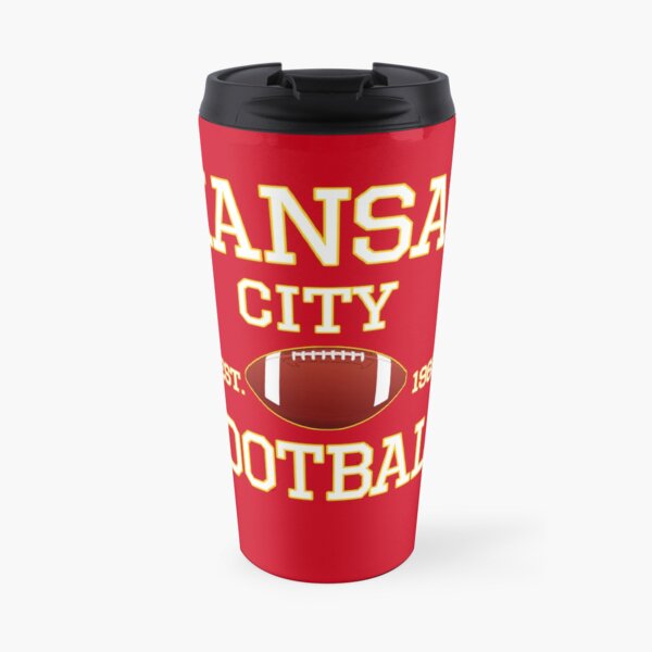 Kansas City Football Fan Red & Yellow Kc Football Travel Mug