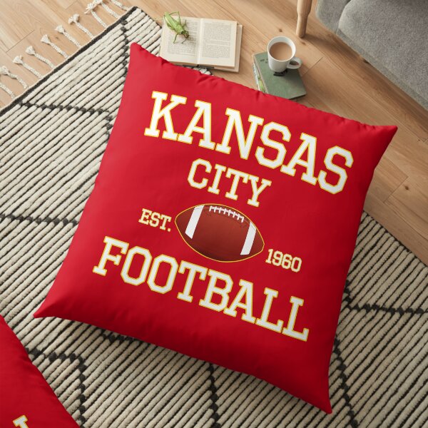 Kansas City Football Fan Red & Yellow Kc Football Floor Pillow