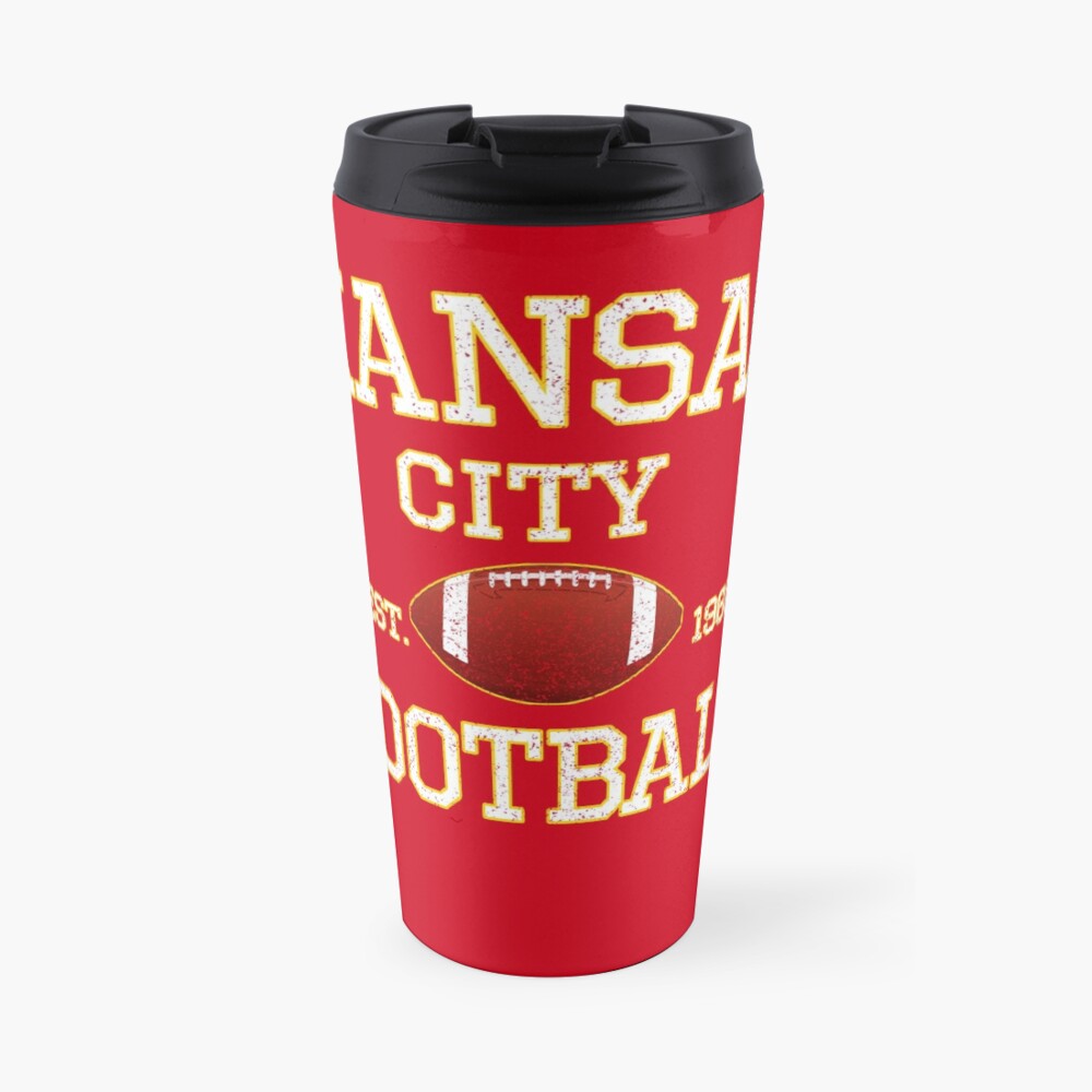 Vintage Classic Kansas City Football Fan Red & Yellow Kc Football Travel Mug