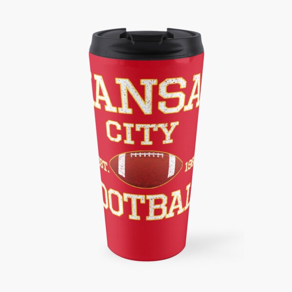 Vintage Classic Kansas City Football Fan Red & Yellow Kc Football Travel Mug