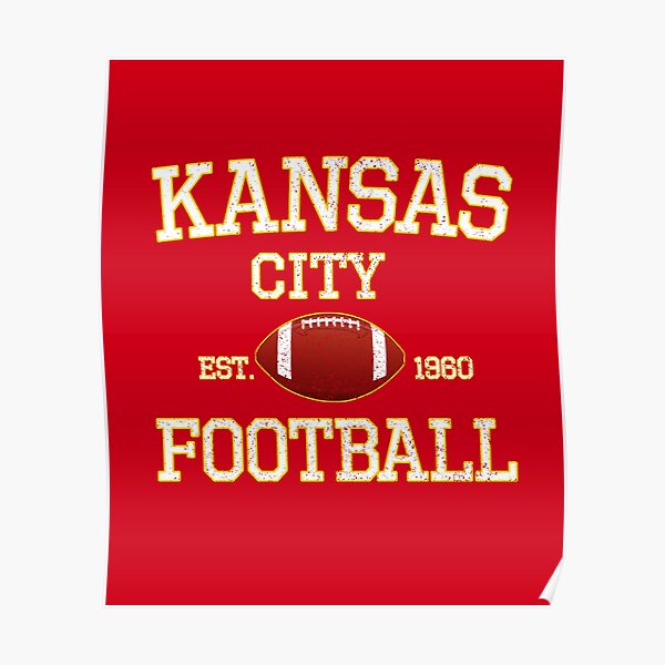 Vintage Classic Kansas City Football Fan Red & Yellow Kc Football Poster