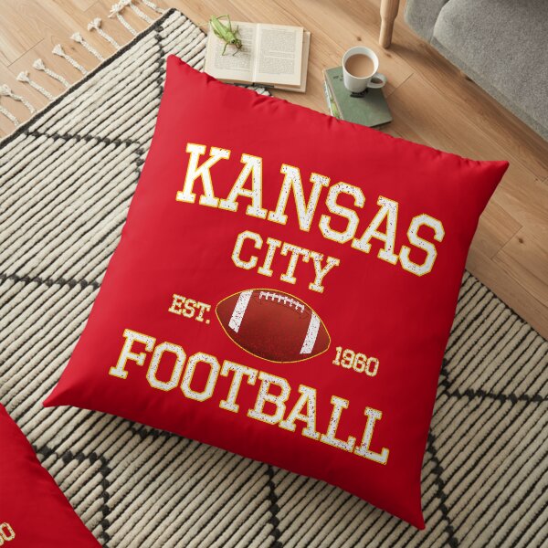 Vintage Classic Kansas City Football Fan Red & Yellow Kc Football Floor Pillow