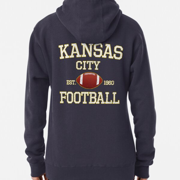 Vintage Classic Kansas City Football Fan Red & Yellow Kc Football Pullover Hoodie