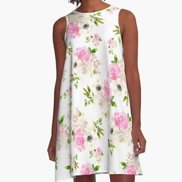 Pink White Flowers Bouquets - Lolita #02 A-Line Dress