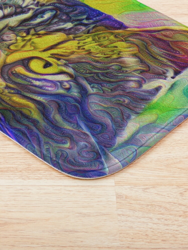 Alternate view of Artificial neural style iris flower cat Bath Mat