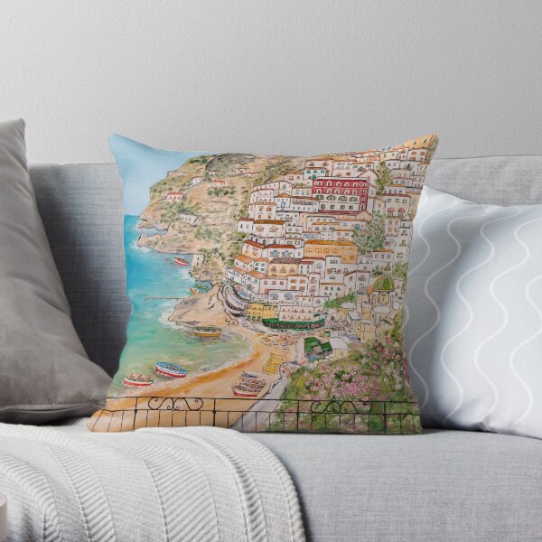 Vista su Positano Throw Pillow