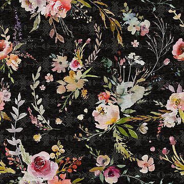 Aperçu de l'œuvre Boho Meadow Floral - Noir de SugarPineDesign