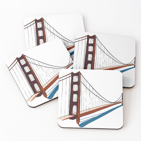Item preview, Digital hand drawn illustration of Golden Gate Bridge landmark in California, USA isolated on white designed and sold by FuzzyLogicKate.