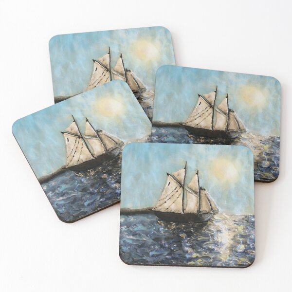 Item preview, The Sea Trilogy - The Schooner polymer clay painting designed and sold by Pansymade.
