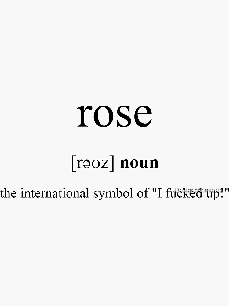 "Rose Definition Dictionary Collection" Sticker by Designschmiede