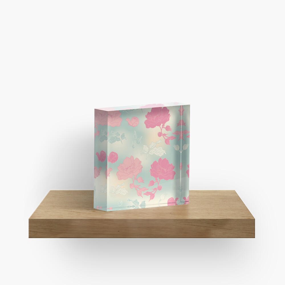 Romance isn't dead vintage kitsch roses Acrylic Block