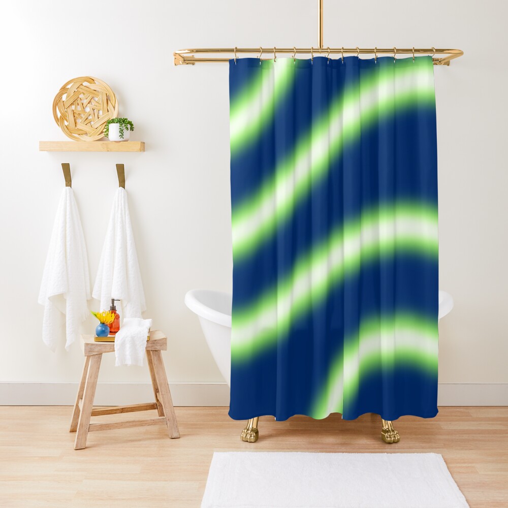 "Glowy Neon Light Style Wavy Lines" Shower Curtain by KelseyLovelle