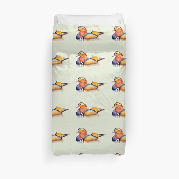 Mandarin Duck Watercolor Hand-Painted Artwork Duvet Cover