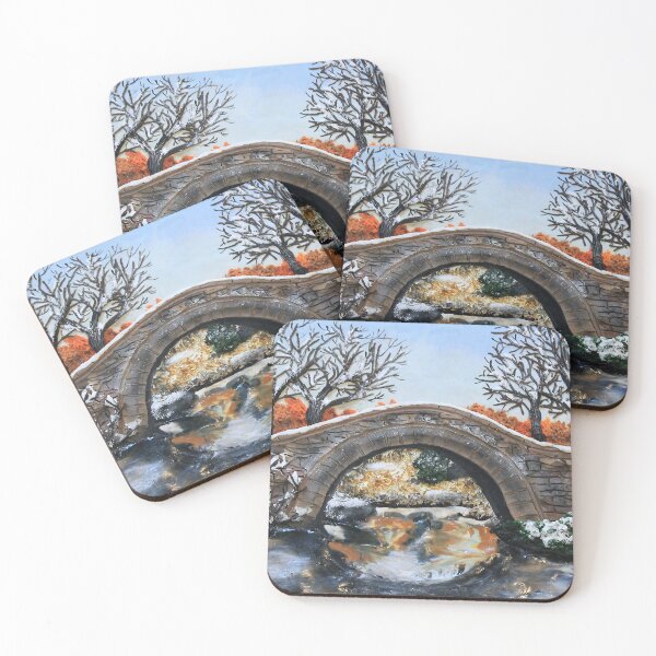 Item preview, Bridge in Early Winter - polymer clay painting designed and sold by Pansymade.