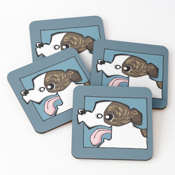 Item preview, Staffordshire Bull Terrier - Brindle and White (Face) BLUE BG designed and sold by TheChicken.