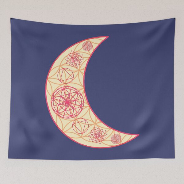 Item preview, Pink-Yellow Sacred Geometry Moon Design designed and sold by Sweetie Spicy.