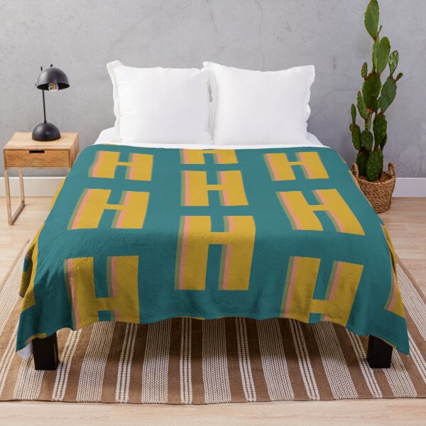 Item preview, Letter H Initial Monogram Pattern in Mustard Yellow and Teal Blue designed and sold by JuneJournal.