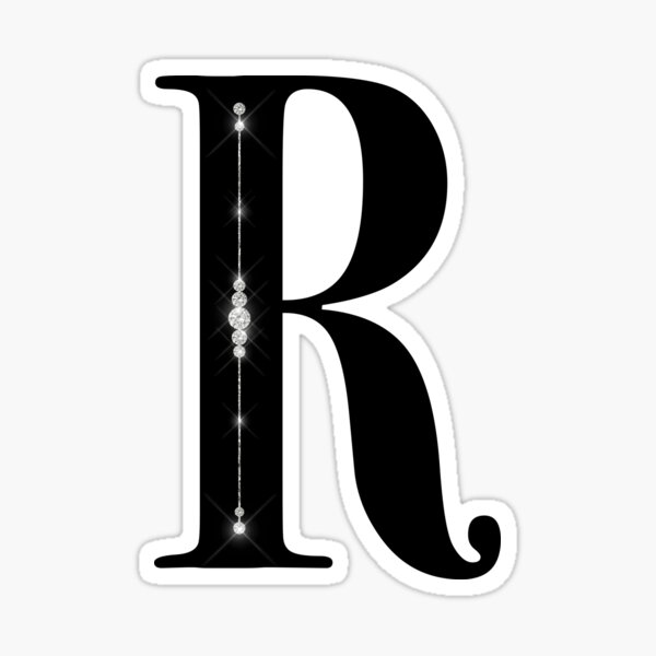 Black Diamond Monogram R Glossy Sticker