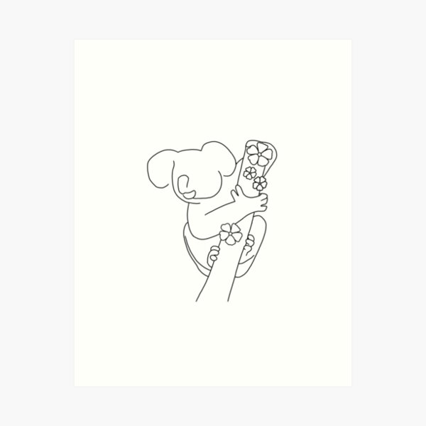 Koala Minimal Line Drawing Art Print