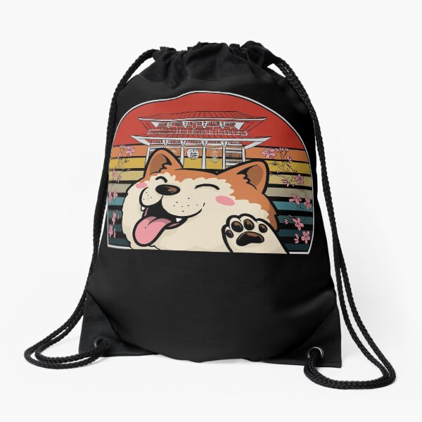 Drawstring Backpack Shiba Inu Dogs Doggies Bones Gym Bag