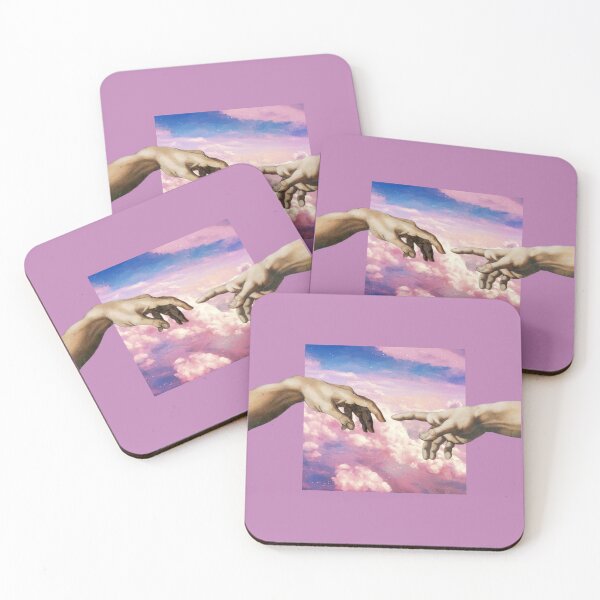 Item preview, hands michelangelo art aesthetic phone case pink clouds painting designed and sold by kaledabean.