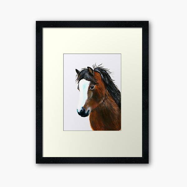 Welsh Pony Animal Acrylic Painting Wildlife Artwork Framed Art Print