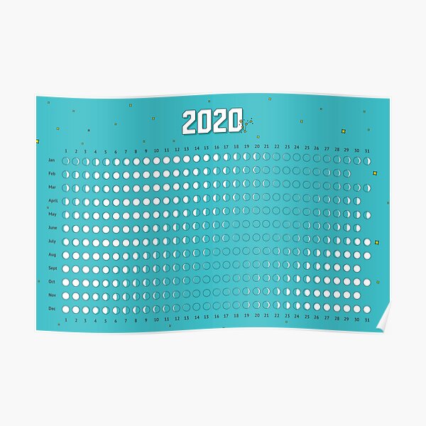 Moon Phases Calendar 2020 Poster