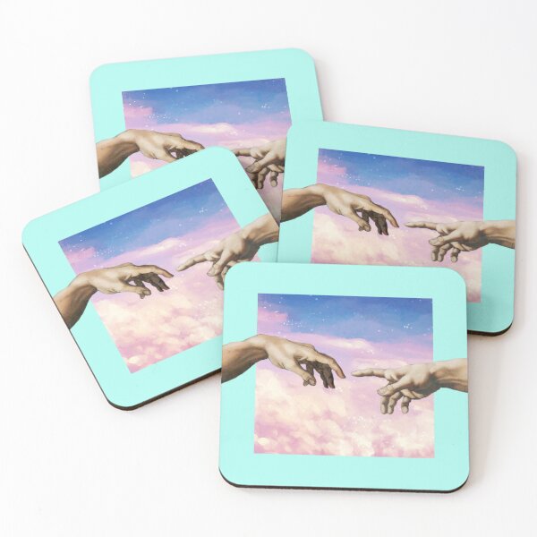 Item preview, hands michelangelo art aesthetic phone case turquoise clouds painting designed and sold by kaledabean.