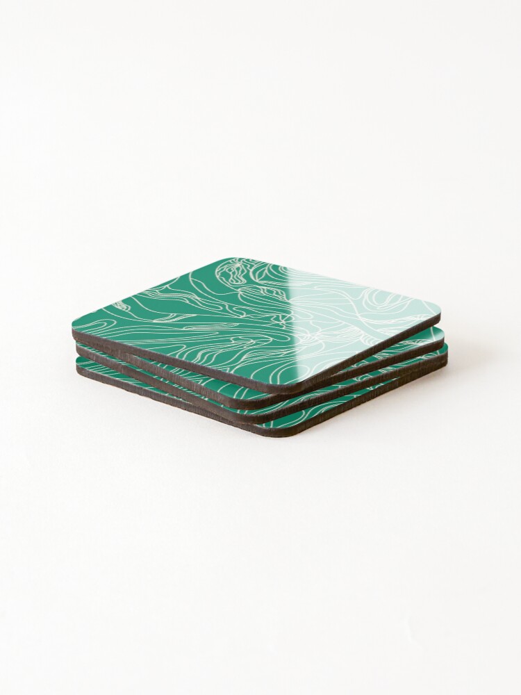 Thumbnail 4 of 5, Coasters (Set of 4), Green lines designed and sold by FunkyPattern.