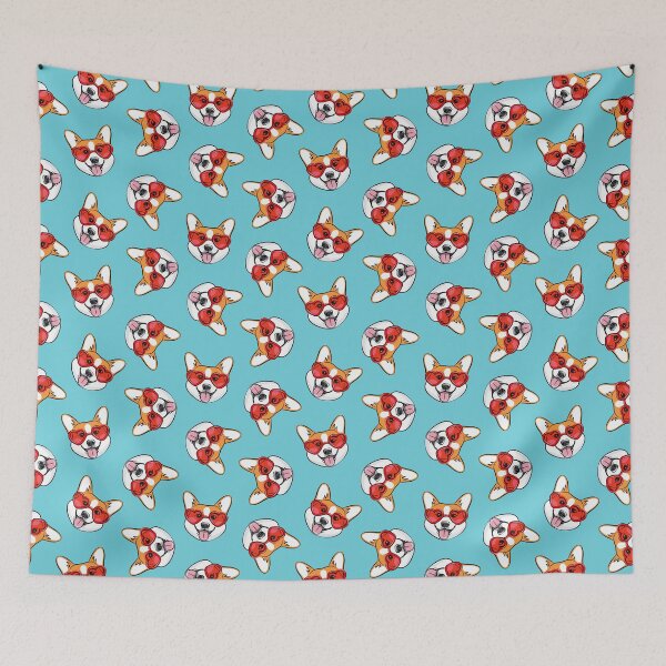 Item preview, Love a Corgi - Corgis with heart shaped glasses (blue) designed and sold by littlearrow.