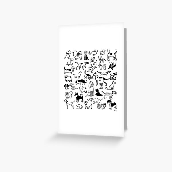 Black and White Dogs Pattern Greeting Card