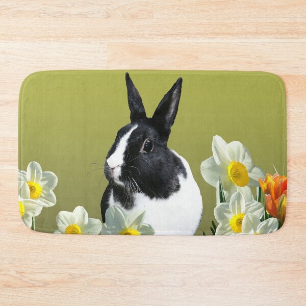Item preview, Black and white Bunny between Tulips designed and sold by Move-Art.
