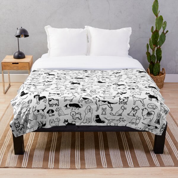 Black and White Dogs Pattern Throw Blanket
