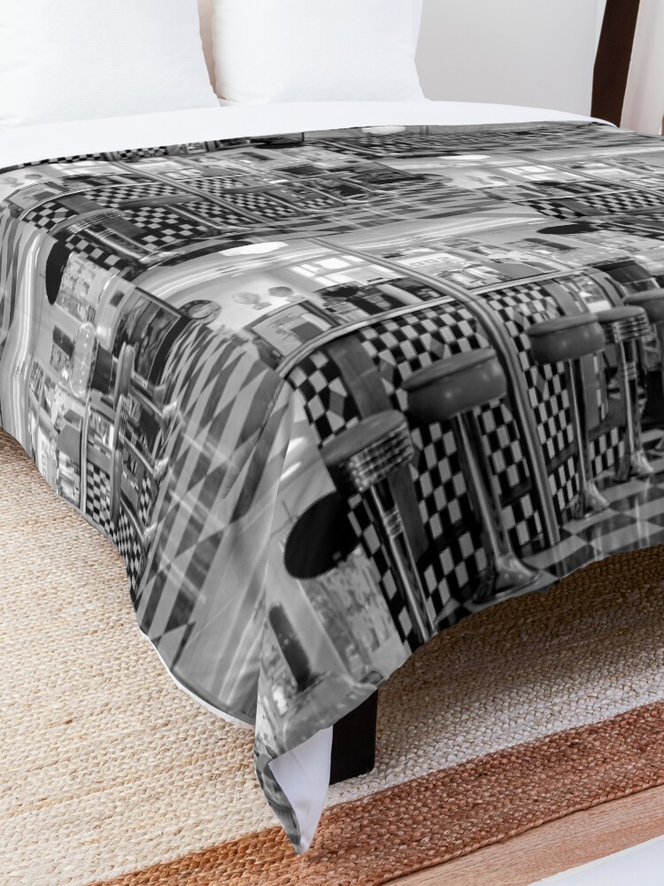 Alternate view of THE 50'S DINER IN BLACK AND WHITE Comforter