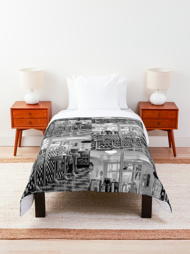 Alternate view of THE 50'S DINER IN BLACK AND WHITE Comforter