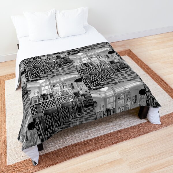 THE 50'S DINER IN BLACK AND WHITE Comforter