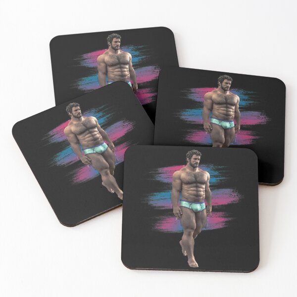 Item preview, Muscle Hairy Daddy Bear on the Halftone Background. Azure God. Illustration. designed and sold by GiorgioN.