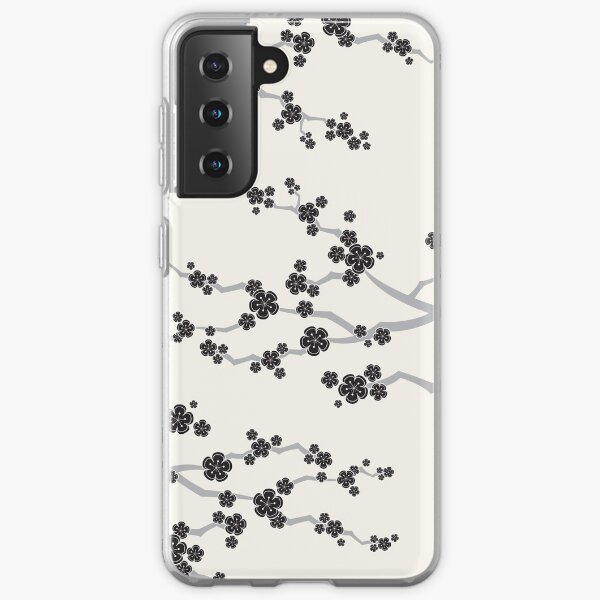 Black Oriental Cherry Blossoms | Zen Japanese Sakura Flowers Samsung Galaxy Soft Case