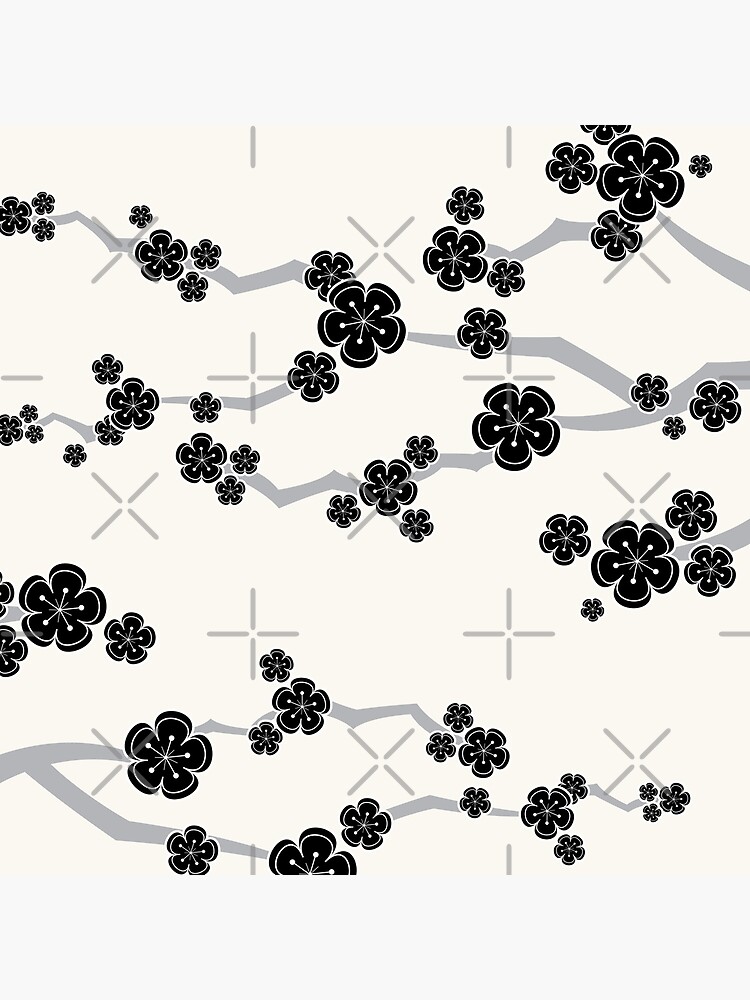 Black Oriental Cherry Blossoms | Zen Japanese Sakura Flowers by fatfatin