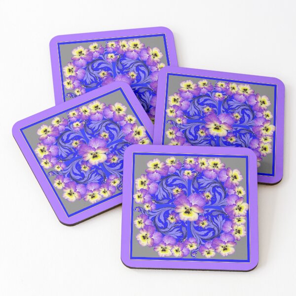 Item preview,  BLUE ART PURPLE-YELLOW PANSY GARDEN FLORAL PATTERN  designed and sold by sharlesart.