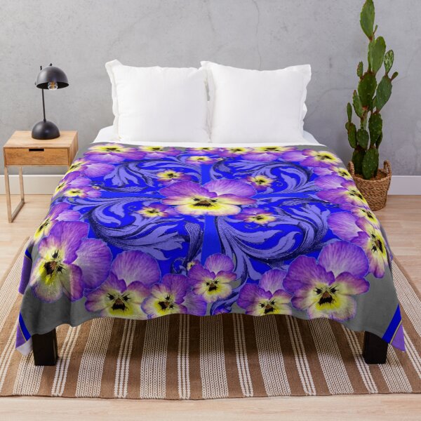 Item preview, BLUE ART PURPLE-YELLOW PANSY GARDEN FLORAL PATTERN designed and sold by sharlesart.