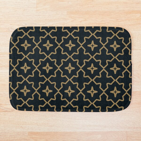 Black & Gold Star Burst pattern Bath Mat