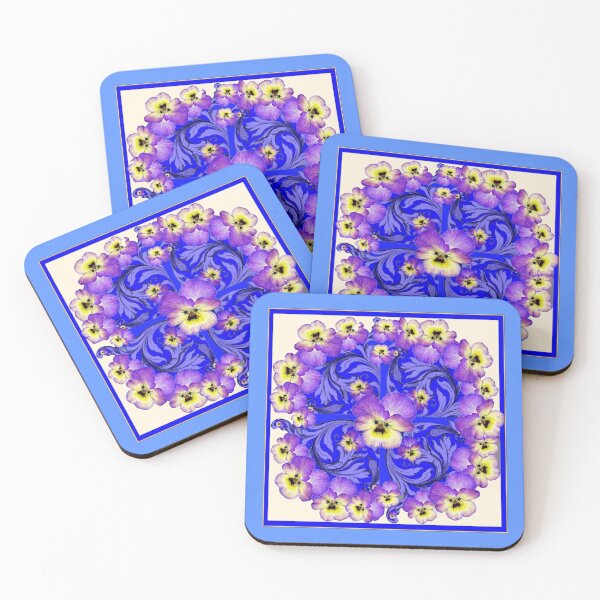 Item preview,    WHITE-BLUE  PATTERN PURPLE-YELLOW PANSY GARDEN  designed and sold by sharlesart.