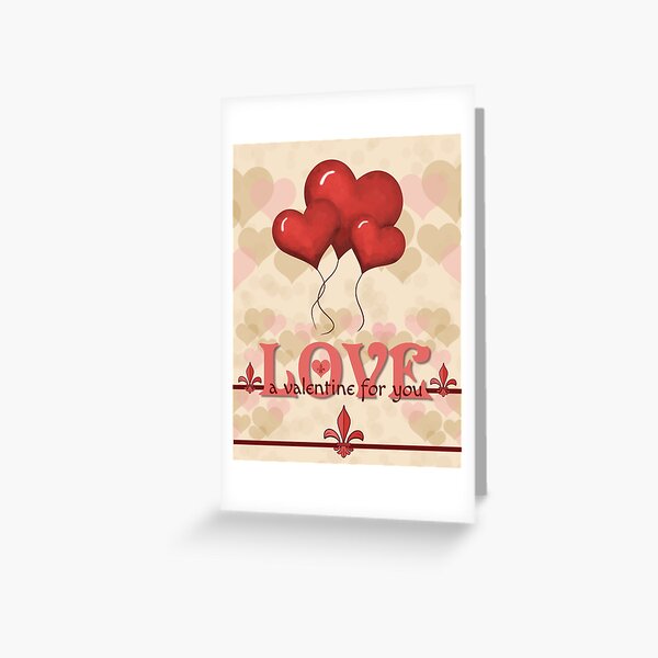 Love Heart Balloon Valentine Greeting Card